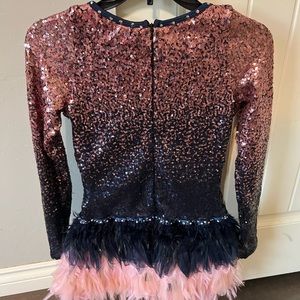 Curtain call sequin and feather costume